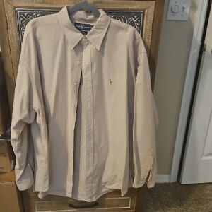 Polo by Ralph Lauren Men's Beige Button Down Long Sleeve Shirt, Excellent Shape